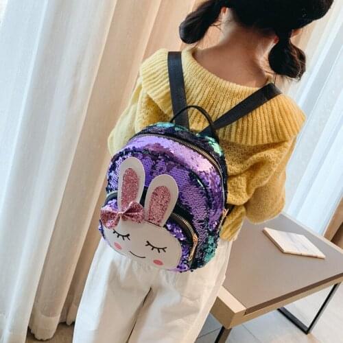 2019 New Style Sequin CHILDRENS School Bags Korean-style Kindergarten 3-6 Years Old Baby Backpack Cartoon Rabbit CHILDRENS Bag