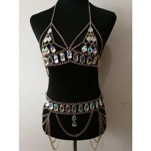 New Fashion Style WRB1062 Women Gold Alloy Chains Acrylic Beads Bondage Beach Neck Chain Choker Necklace Jewelry Accessories