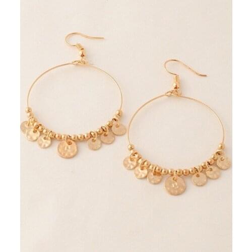 Wholesale Coin Disc Crystal Long Drop Tassel Earring for Women Boho Geometrical Satement Metal Dangle Earrings Ethnic Jewelry