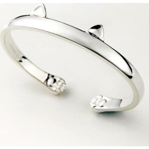 Open Lovely Cat Paw Cuff Bangles for Women Wedding Gift Cute Animal Fashion Bracelet Bangle