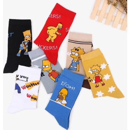 A Pair of Autumn and Winter Men and Womens Socks Fashion Cartoon Happy Novel Quality Stitching Soft and Comfortable Crew Socks
