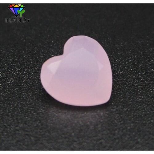 Size 3*3~12*12mm Heart Shape Machine Cut Milky Pink Color Glass Stone Synthetic Gems For DIY Jewelry