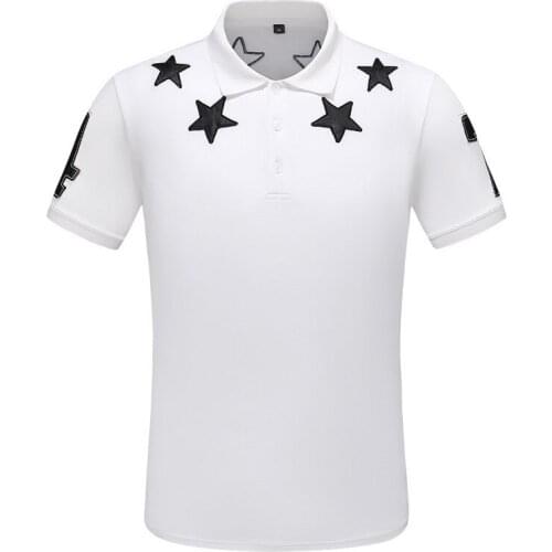 2020 New Novelty luxury Unisex Embroidered Star PU leather 74 Polo Shirts Shirt Hip Hop Skateboard Cotton Polos Top Tee #AB64