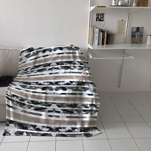 Gray Camouflage Watercolor Mottled Texture Throw Blanket for Sofa Warm Blanket on Bed Home Bedspread Travel Fleece Blanket