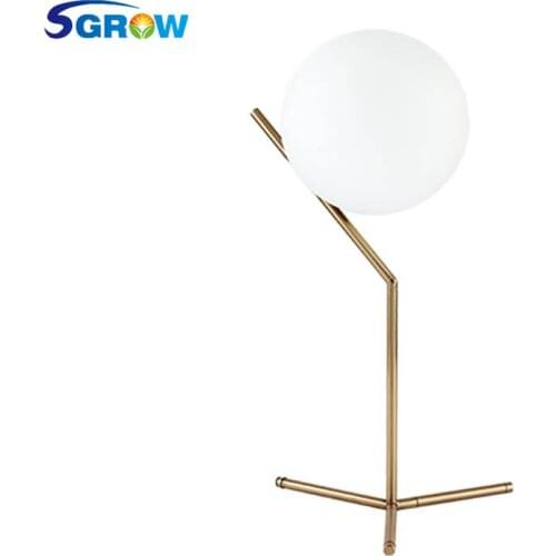 SGROW Nordic Glass Ball Table Lamp with E14 Bulb Indoor Lighting White Stand Desk Lights for Bedroom Study Dinning Room Led Lamp