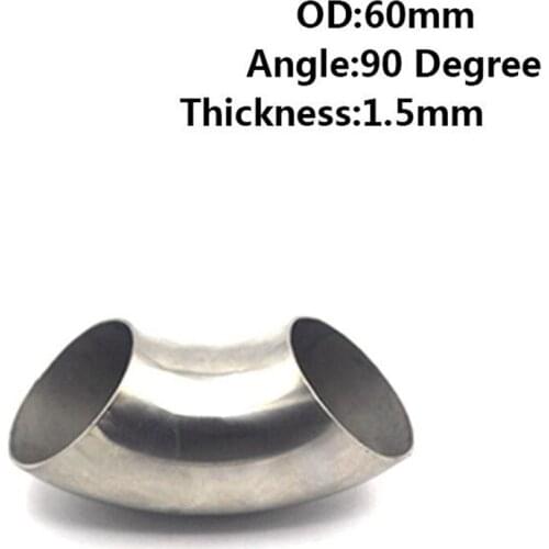 60mm Replacement Stainless Steel Car 90° Bend Exhaust Pipe Tube Elbow Fitting
