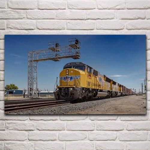 Modern train locomotive railroad railway landscape living room home wall art decor print fabric poster art print KN655