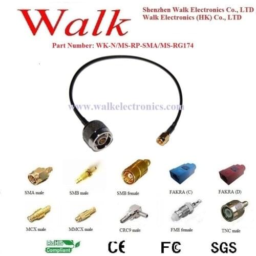 N male connector extension cable, N male to RP-SMA male with rg174 cable