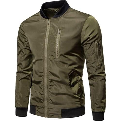 Spring Autumn New Men Brand Slim Fit fashion Green Bomber Jackets Zipper pocket Man classic casual thin Windbreaker Coats