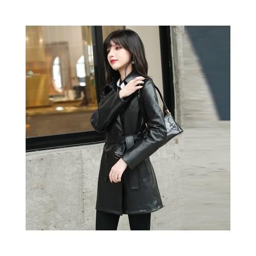 2021 Women Spring Genuine Real Sheep Leather Jacket R3