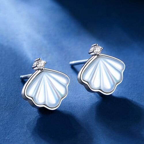 Fashion 925 Sterling Silver Shell Earrings For Women Diamond Jewelry Earrings Simple Fashion Wedding Party Jewelry Accessories