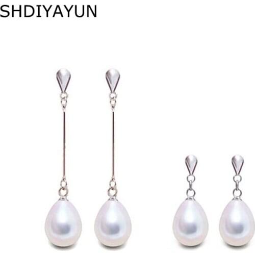 SHDIYAYUN Fine Natural Pearl Earrings For Women 925 Sterling Silver Jewelry Water Drop Pearl Earring Classical Quality Wedding