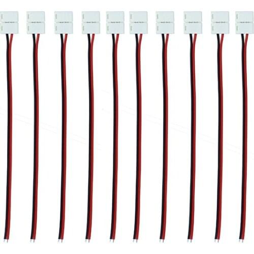 10pcs 10mm 2pin LED strip connector wire for 5050,5630,5730 single color strip, free solder connector wire