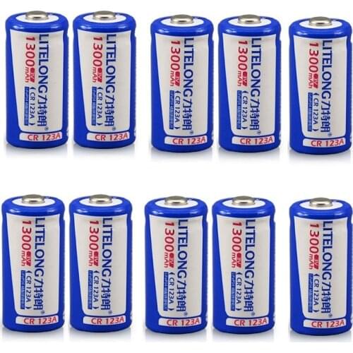 10pcs/lot 1300mAh CR123A CR123 123A 3.0V 3V LiFePO4 Lithium Battery For Camera Flashlights Torch ect