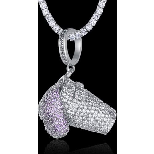 100% Micro Zircon Hip Hop Shining Ice Cream Pendant Necklace For Men Jewelry Party Wholesale Dropshipping Bling Bling Gift