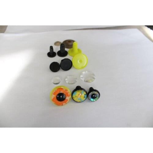 100pcs Hot handscraft eyes empty tray 14mm 17mm 22mm round shape tray+ glass beads for BJD plush crochet doll findings