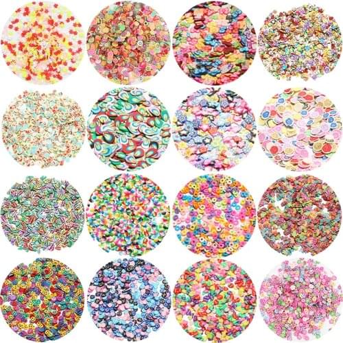 1000pcs/lot Polymer Clay Beads Hot Soft Sprinkles Colored For Nail DIY Crafts Tiny Jewelry Slice Christmas Halloween Accessories