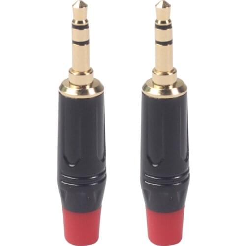 2Pcs Alloy 3.5mm Gold Plated Plug Connector Audio Stereo for Cable DIY Accs