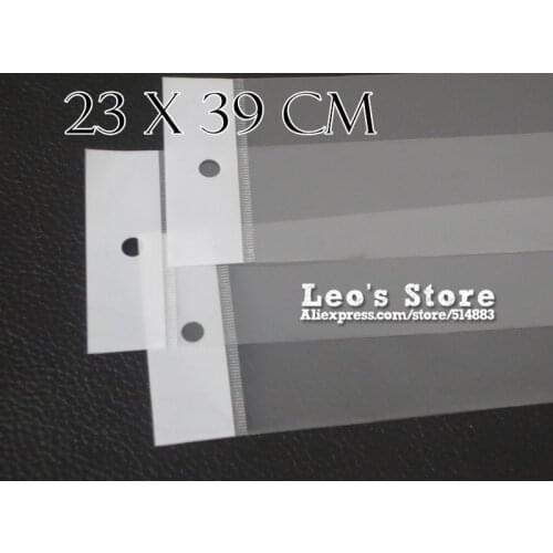 23x39cm Self Adhesive OPP Bag With Hanging Hole, Clear Header Plastic Bag,Supermarket Bag,wholesale free shipping