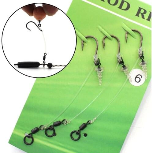 3pcs Carp Fishing Accessories Ready Tied Chod Rig With Barbed Carp Fishing Hook Filament Line For Fishing Carp Feeder Tackle
