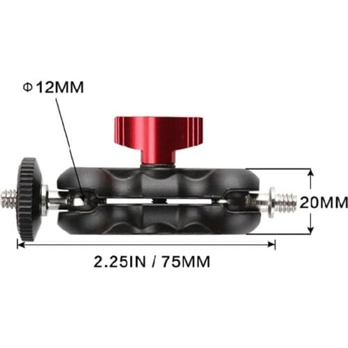 Double Ball Head Shoe Mount Adapter Arm 1/4" Screw Portable GPS Phone LCD Monitor DV Video Light DSLR Camera