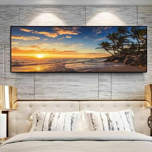 Sunset Seascape diamond Paintings large cross stitch diamond embroidery sea picture of rhinestone diamond mosaic 5d icon decor