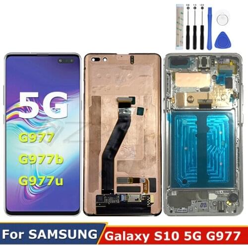 6.7" AMOLED For Samsung Galaxy S10 5G LCD G977 Display Touch Screen G977B G977U G977N With Frame Digitizer Assembly Repair Tools