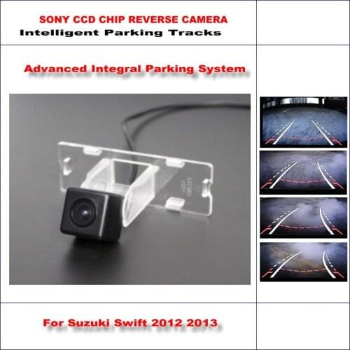 Car Intelligent Parking Tracks Rear Camera For Suzuki Swift 2012 2013 Backup Reverse AUX HD SONY CCD CAM