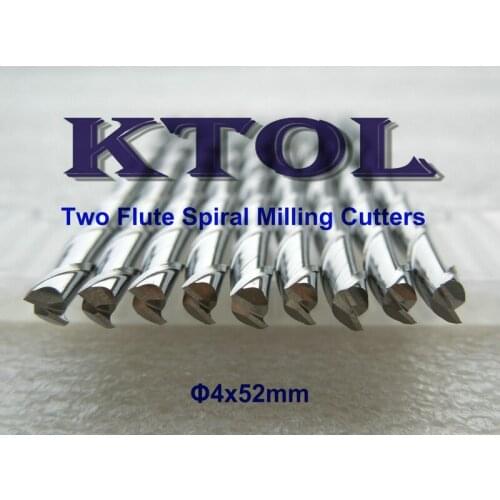 Free Shipping 10PCS 4x52MM Two Flute Solid Carbide Ball End Mill Set, CNC Carving Cutter Milling Cutters for 3D Wood Router Tool