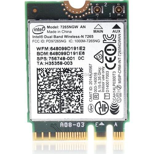 HP Elitebook Genuine Wireless WiFi card Dual Band 7265NGW AN 756748-001 802.11