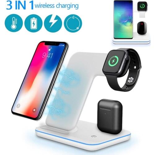 15W 3 in 1 Qi Wireless Charger Stand For Apple Watch iWatch 5 4 3 2 For iPhone 11 XS XR X 8 AirPods Pro Charge Dock Station