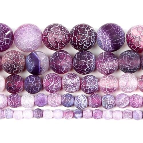 Natural Stone Beads Purple Frost Cracked Dragon Veins Agates Beads For Jewelry Making DIY Bracelets Accessories 4/6/8/10/12mm