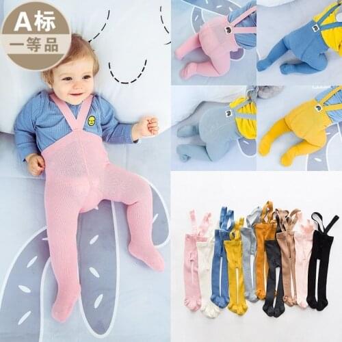Breathable Infant baby tights Suspender Pantyhose Spring Autumn Baby Girls Clothes Boys panty Solid High Waist Bandage Leggings