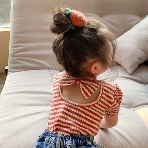 Kids Clothing 2 3 4 5 6 7 Y Baby Girls T-shirts 2021 Summer New Children Korean Cotton T Shirts Dots Print Cute Tees for Girls