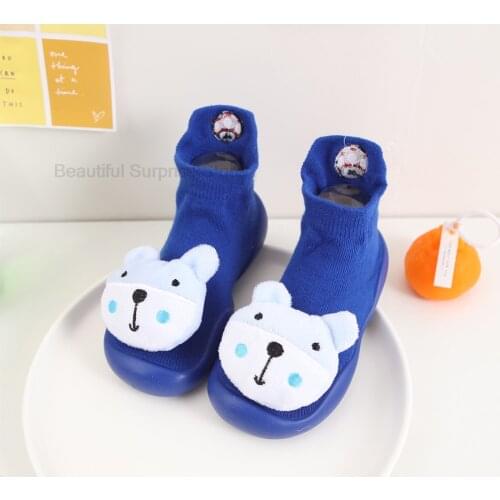 Baby Cute Cartoon First Shoes Unisex Toddler Walker Spring Autumn Kids Rubber Soft Sole Floor Shoes Kids Knit Booties Anti-Slip