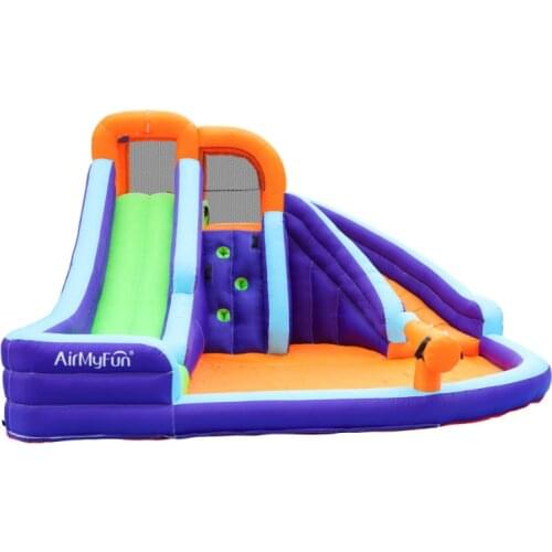 Double Water Slider Inflatable Bouncer House Bouncy Castle Water Slide with Pool and Water Gun for Kids