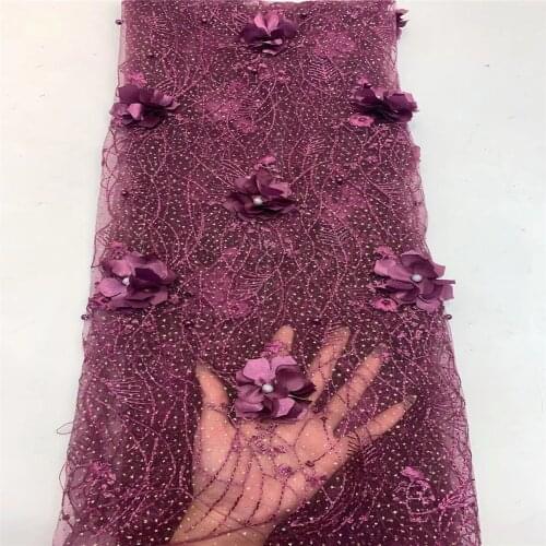 French 3D Tulle Lace Fabric Latest African Lace Fabric 2021 High Quality Lace For Nigeria Wedding Dress Sewing zx68-4