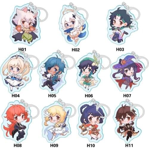 Genshin Neutral Influence Tartaglia Albedo Project Mona Fischl Acrylic Keychain