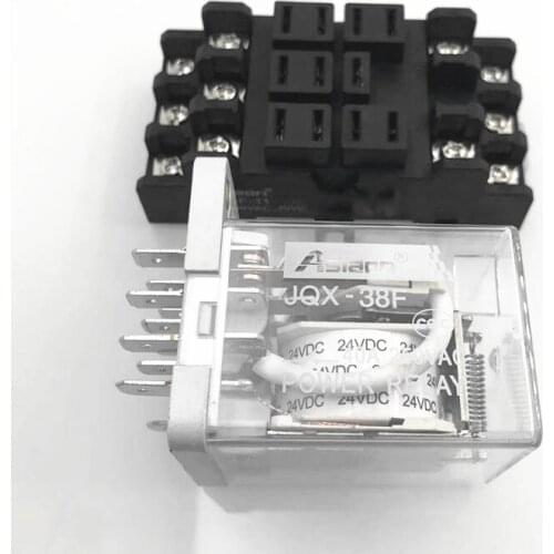 HOT 24V NEW relay JQX-38F 24VDC High power relay base PT38F-11 40A 11PIN