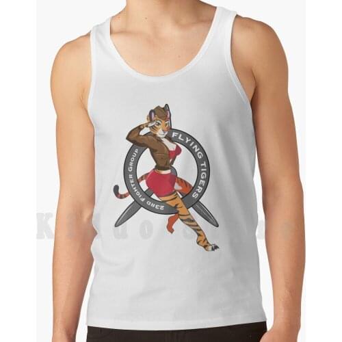 Flying Tiger Anthro Pinup Tank Tops Vest 100% Cotton Wwii Flying Tiger Pinyp Anthro Furry