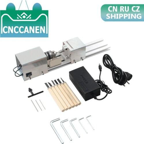 96W DC12~24V Mini Lathe Beads Machine Woodwork DIY Lathe Standard Set with Power carving cutter Wood DIY Tool Lathe Grinding