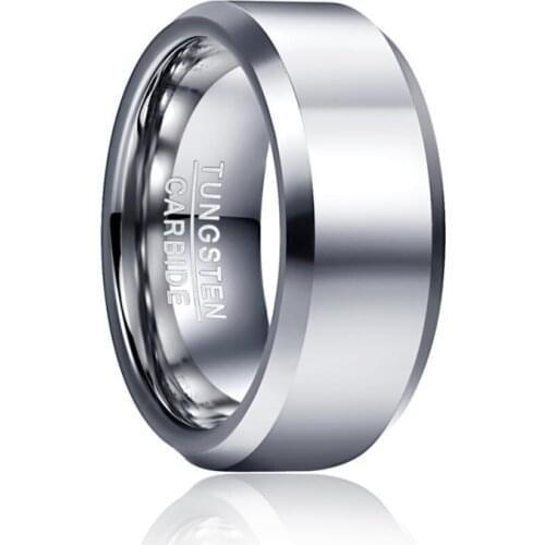 8MM Classic 100% Tungsten Carbide Ring for Men Wedding Bands Tungsten Rings
