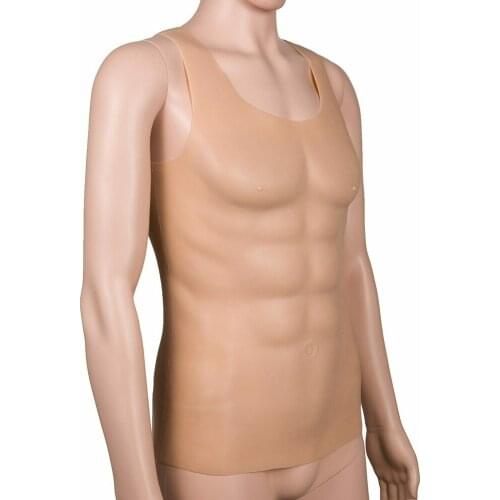 Soft Silicone Fake Chest Muscle Vest Bodysuit Realistic Crossdresser Costume Men Cosplay Adult Costume