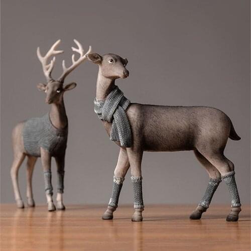 Sweater Deer Desk Decor Simulation Animal Ornaments Exquisite Resin Crafts Deer Statue Home Decoration Accessories Modern
