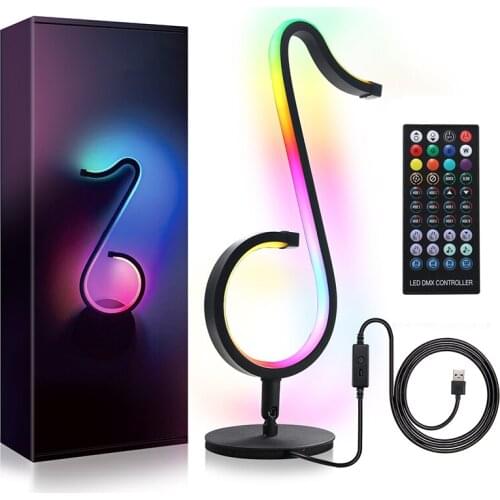 NEW Creative Symphony Night Lamp Remote Control USB Table Lamp Musical Note Atmosphere Light Home Decoration Holiday Best Gift