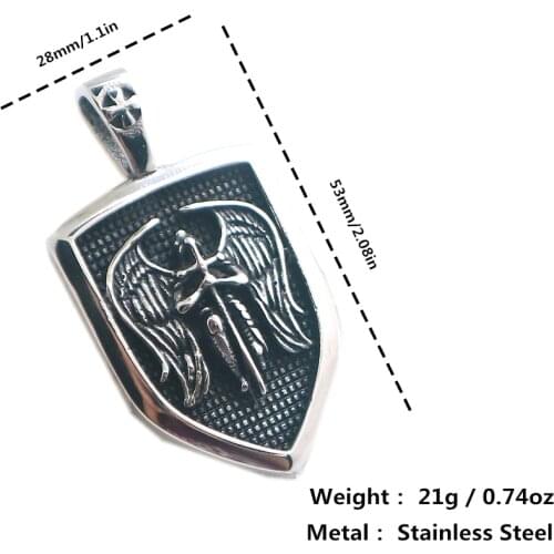 316L Stainless Steel St. Michael Archangel Newest Cross Shield Pendant
