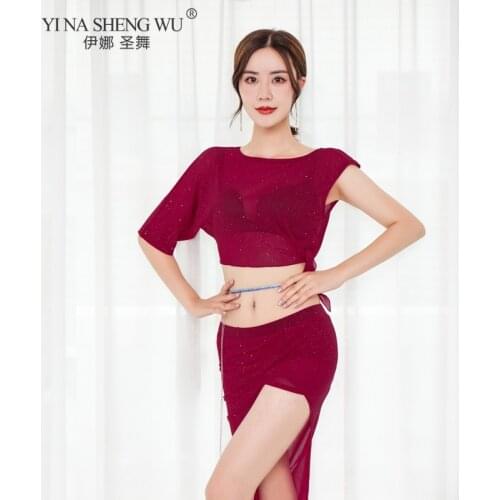 New Belly Dance Costume Set Net Yarn Tops Skirts Performance Oriental Bellydance Dancing Professional Training Wear Indian Suits