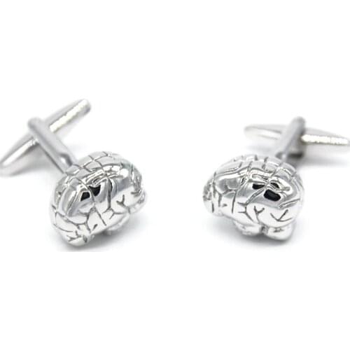 Wholesales&retail Mes Jewelry Brainstorm Business Gift Cufflinks Silver color Brain Shirt Wedding Unique Polished Free Shipping