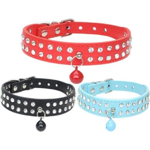 100pcs/lot Fast shipping 2 Rows Bling Rhinestone Puppy Pet Dog Collar With Nice belles 4 colors SN2924