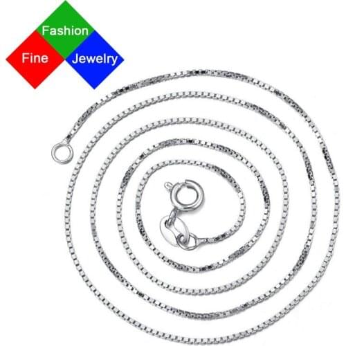 Red Trees Fine Jewelry Genuine 925 Sterling Silver Box Chain Necklace For Women Without Stone 16/18 Inch